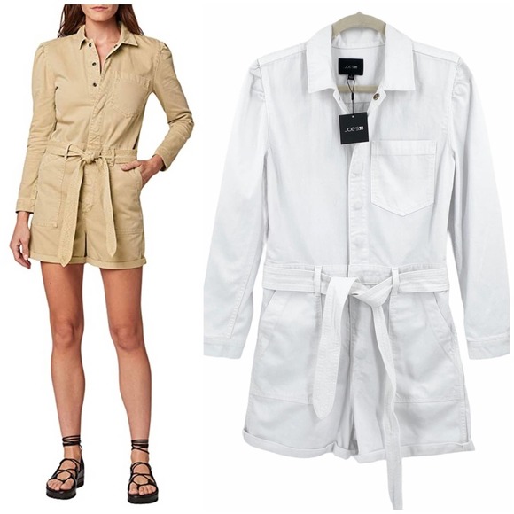 Joe's Jeans Womens Alexa Shortall Romper Talc White Size Small Cotton Denim - Picture 1 of 13